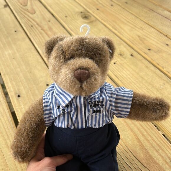 Office Depot Teddy Bear Brown Blue Pants Stripe Shirt 13” Plush Stuffed Animal - Picture 3 of 4